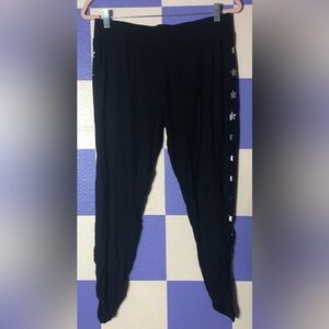 NWT Michael Lauren Pablo Shirred Jogger in Black Silver Metallic Stars - Size XS